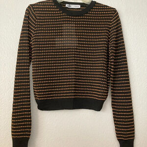 Zara Black And Gold Long Sleeves Sweater/Top Small BNWT